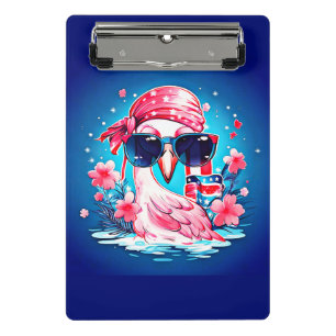 American Flag with Flamingo Cartoon-69681 Mini Clipboard