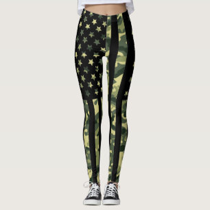 American flag with green camo leggings