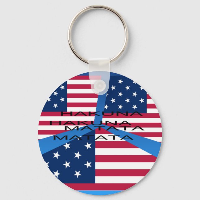 American Flag with Hakuna Matata: Patriotic Design Key Ring (Front)