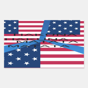 American Flag with Hakuna Matata: Patriotic Design Rectangular Sticker