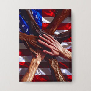 American Flag with hands from various Americans