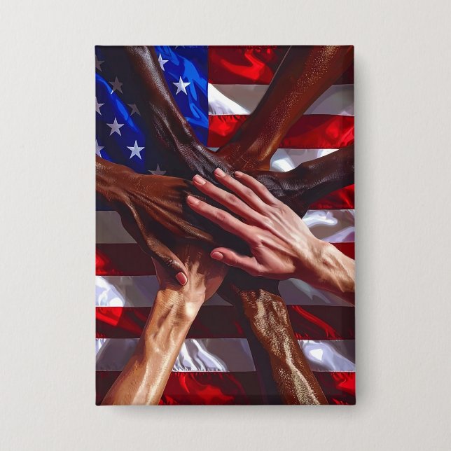 American Flag with hands from various Americans (Front)