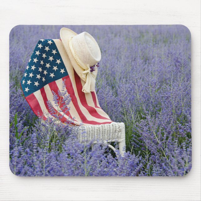 American Flag with Hat on Chair Mouse Pad (Front)