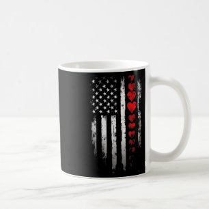 American Flag With Heart Valentine Mens Coffee Mug
