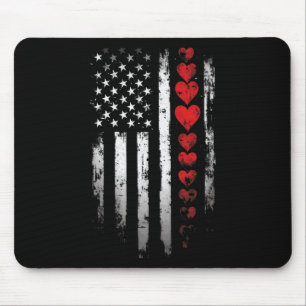 American Flag With Heart Valentine Mens  Mouse Pad
