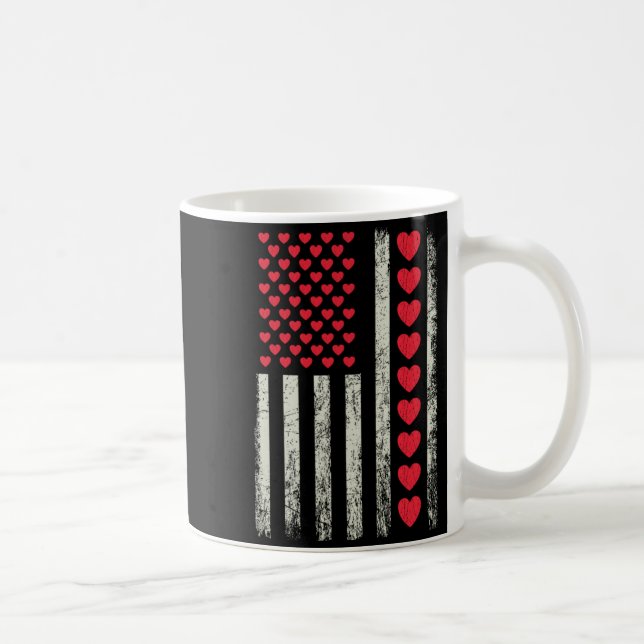 American Flag With Hearts Valentine S Day  Coffee Mug (Right)