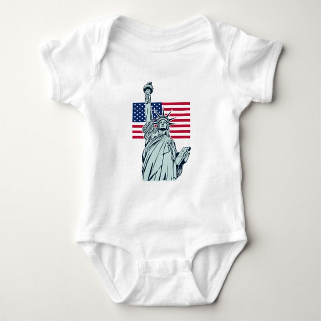 American Flag with Lady Liberty  Baby Bodysuit (Front)