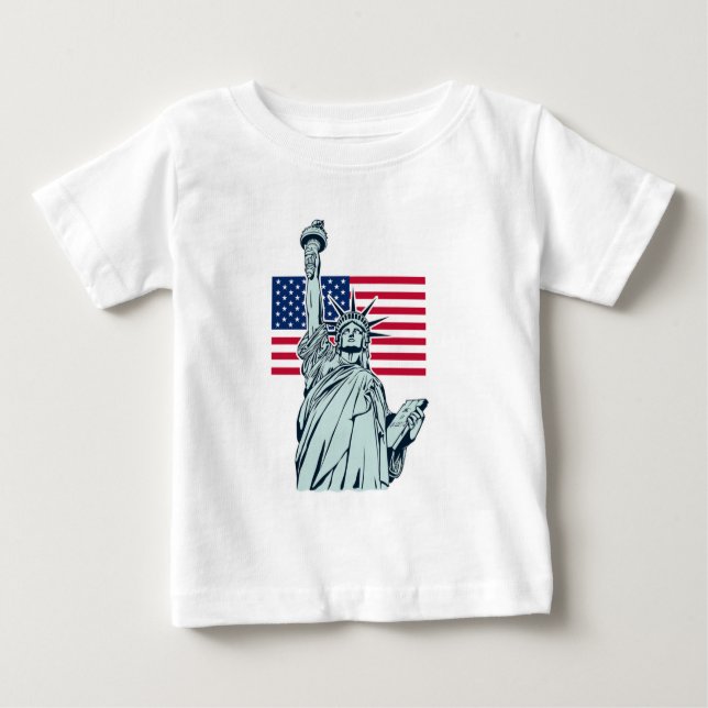 American Flag with Lady Liberty    Baby T-Shirt (Front)