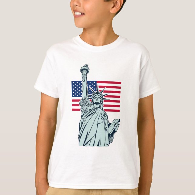 American Flag with Lady Liberty    T-Shirt (Front)