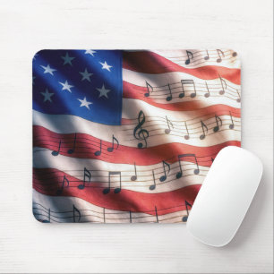 American Flag With Musical Notes Mouse Pad