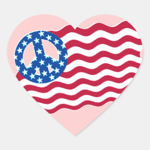 American Flag with Peace Symbol Stickers