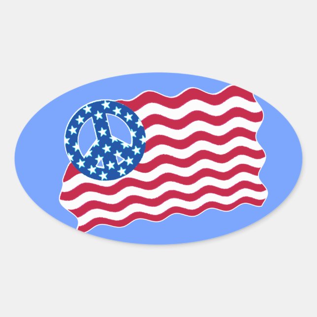 American Flag with Peace Symbol Stickers (Front)