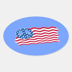 American Flag with Peace Symbol Stickers
