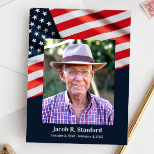 American Flag with Photo Celebration of Life Invitation