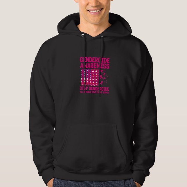 American flag with Pink ribbons for gendercide awa Hoodie (Front)