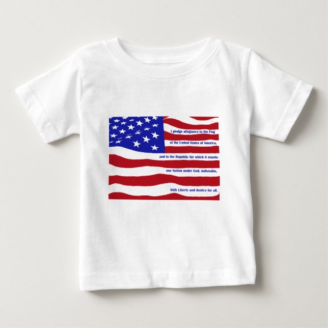 American flag with Pledge on stripes Baby T-Shirt (Front)