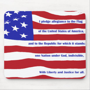 American flag with Pledge on stripes Mouse Pad