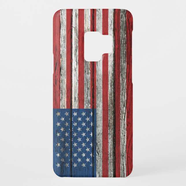 American Flag with Rough Wood Grain Effect Case-Mate Samsung Galaxy Case (Back)
