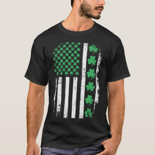 American Flag with Shamrocks for St Patricks Day T-Shirt