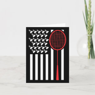 American Flag With Shuttles Funny Badminton T Shir Card