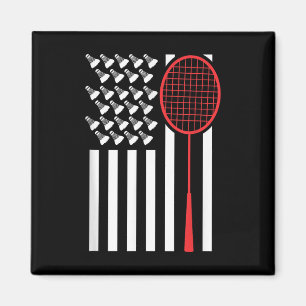 American Flag With Shuttles Funny Badminton T Shir Magnet