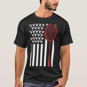 American Flag With Shuttles Funny Badminton T Shir T-Shirt