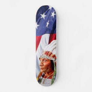 American Flag with Sitting Bull Skateboard
