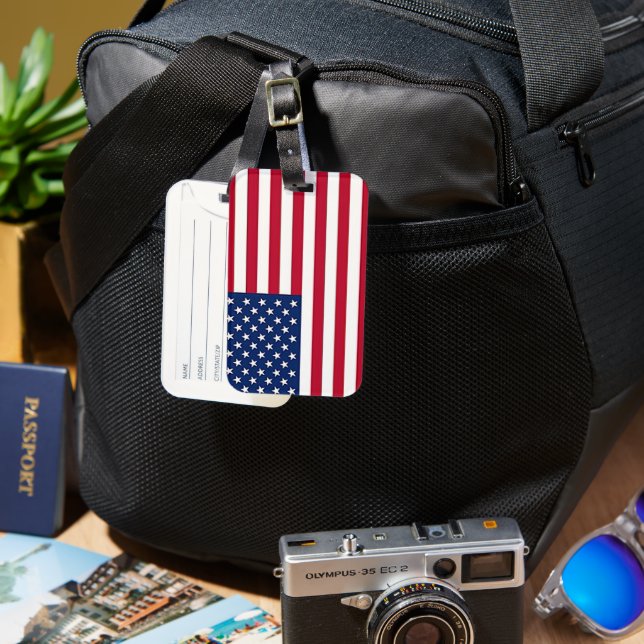 American flag with stars and stripes luggage tag (Front & Back)