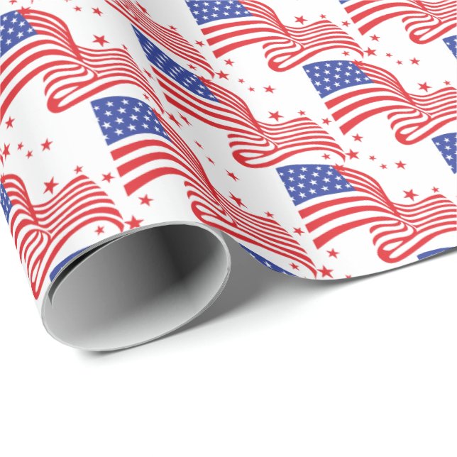 American flag with stars wrapping paper (Roll Corner)