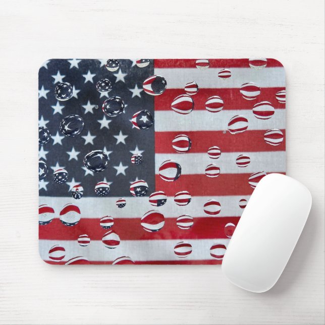 American Flag With Water Drops Mouse Pad (With Mouse)