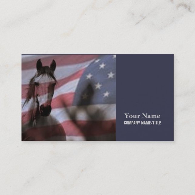 American Flag With Wild Horse Business Card (Front)