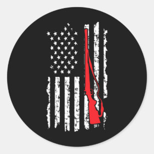 American Flag Women Men Shotgun Hunting Classic Round Sticker