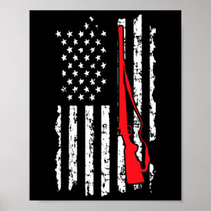 American Flag Women Men Shotgun Hunting Poster