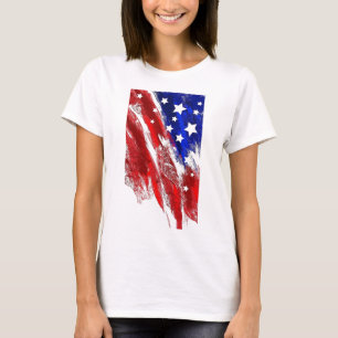 American Flag Women USA Star Stripes Fourth July T-Shirt