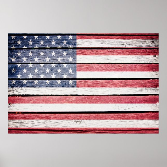 American Flag Wood Image Poster (Front)