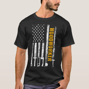 American Flag Woodworker Carpenter Funny Woodworki T-Shirt