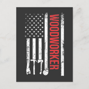 American Flag Woodworker Carpenter Tools Craftsman Postcard