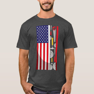 American Flag Woodworker Tools penter Patriotic T-Shirt