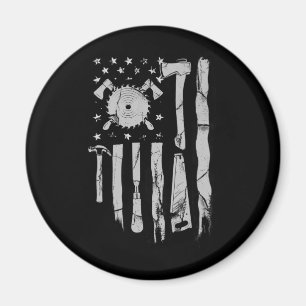 American Flag Woodworking Carpenter Wood Working Magnet