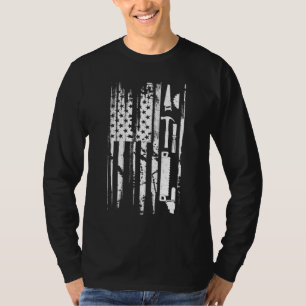 American Flag Woodworking Gift Carpenter Wood Work T-Shirt