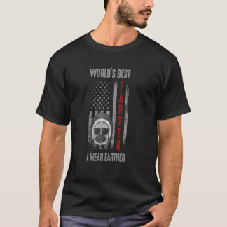 American Flag Worlds Best Farter Best Pug Dog Dad  T-Shirt