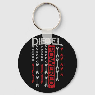 American Flag Wrench Diesel Powered Engine Key Ring