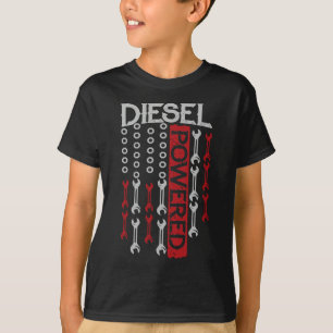 American Flag Wrench Diesel Powered Engine T-Shirt