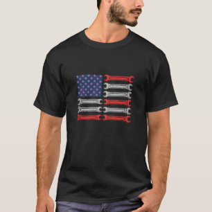 American Flag Wrench Tools Mechanic T-Shirt