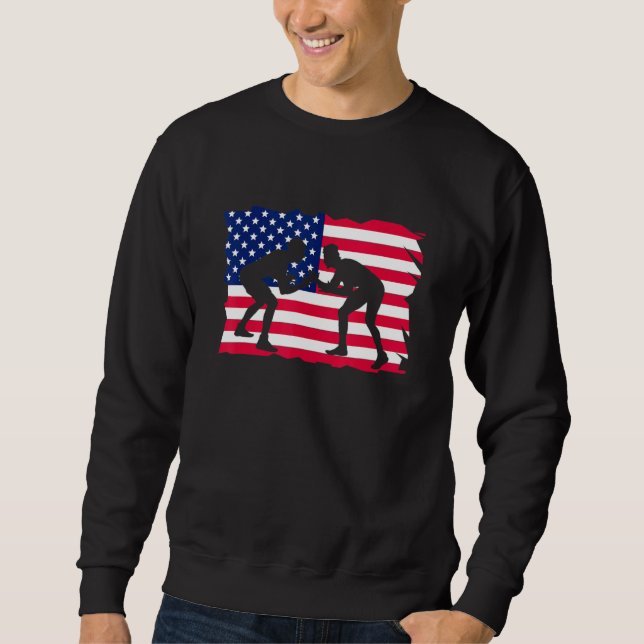 American Flag Wrestling Wrestler Wrestling Fan Sweatshirt (Front)