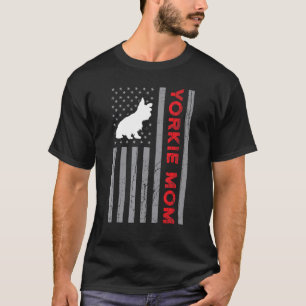 American Flag Yorkie Mum Yorkshire Terrier Dog Mot T-Shirt
