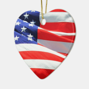 American Flag, you can add text and upload photos Ceramic Ornament