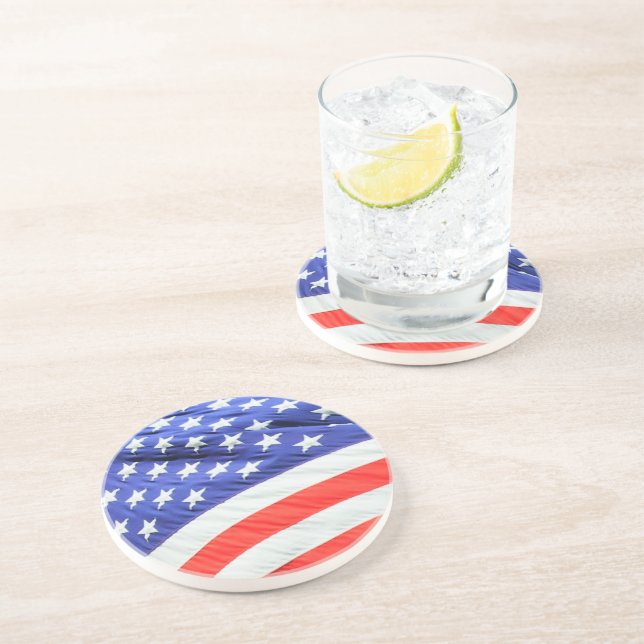 American Flag, you can add text and upload photos Coaster (Side)