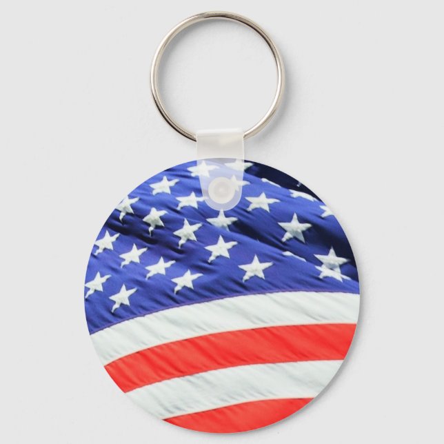 American Flag, you can add text and upload photos Key Ring (Front)