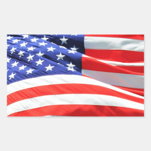 American Flag, you can add text and upload photos Rectangular Sticker